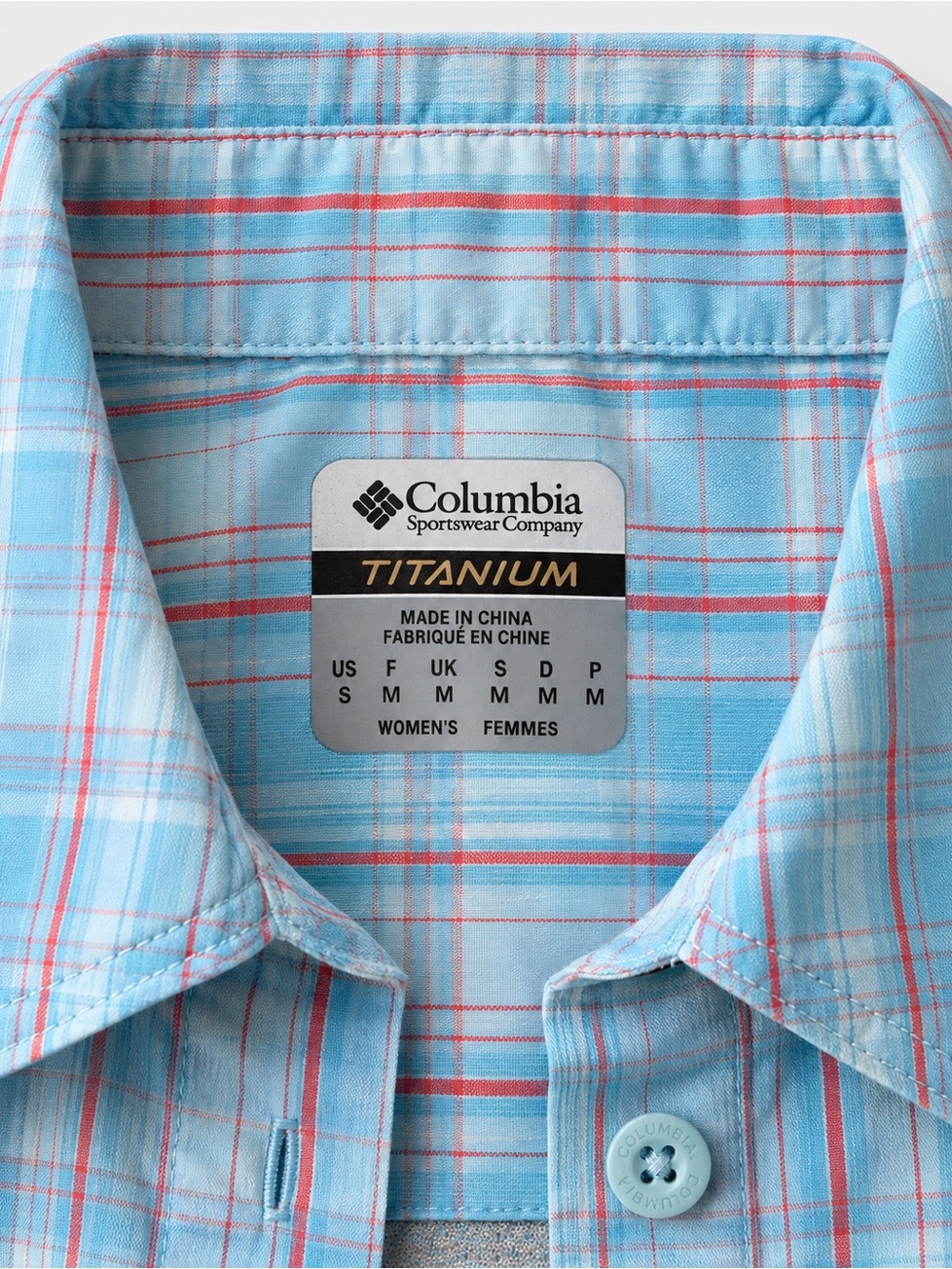 Columbia Titanium Omni-Dry Plaid Button Up Shirt Women’s Small Blue Outdoor Top - Picture 3 of 7